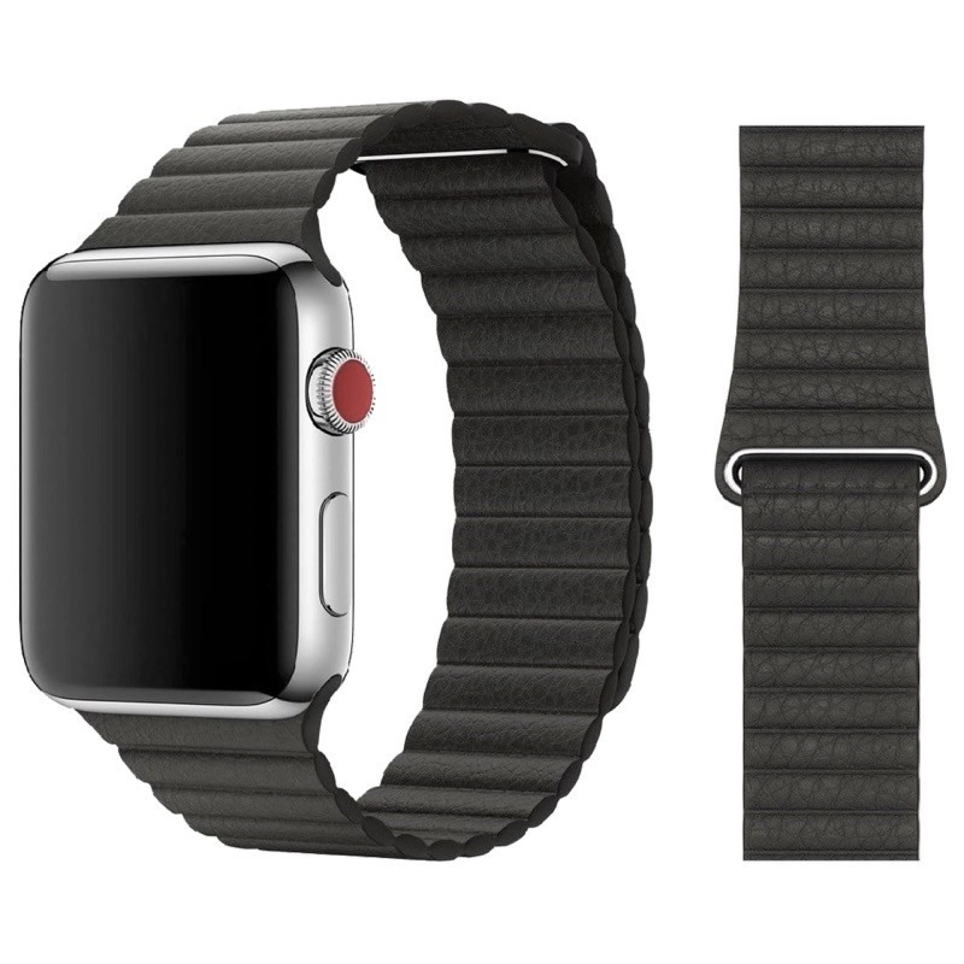 Bracelete Apple Watch em Pele Sintética 42/44/45mm Preto