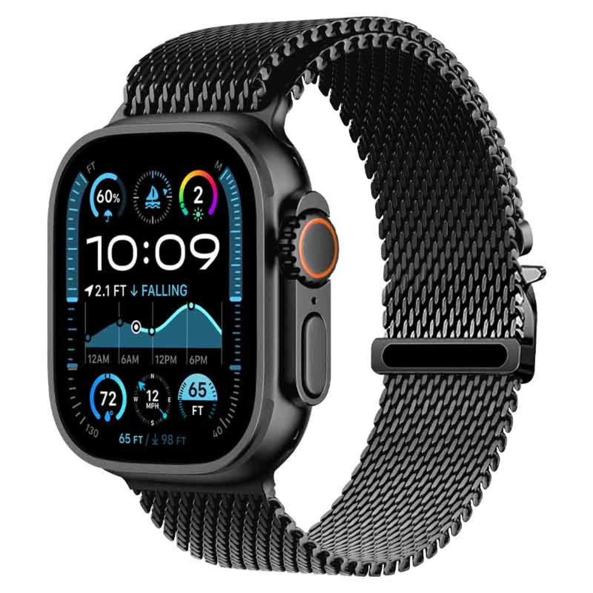 Bracelet Apple Watch Milanais Fermeture Éclair 42   49mm Noir