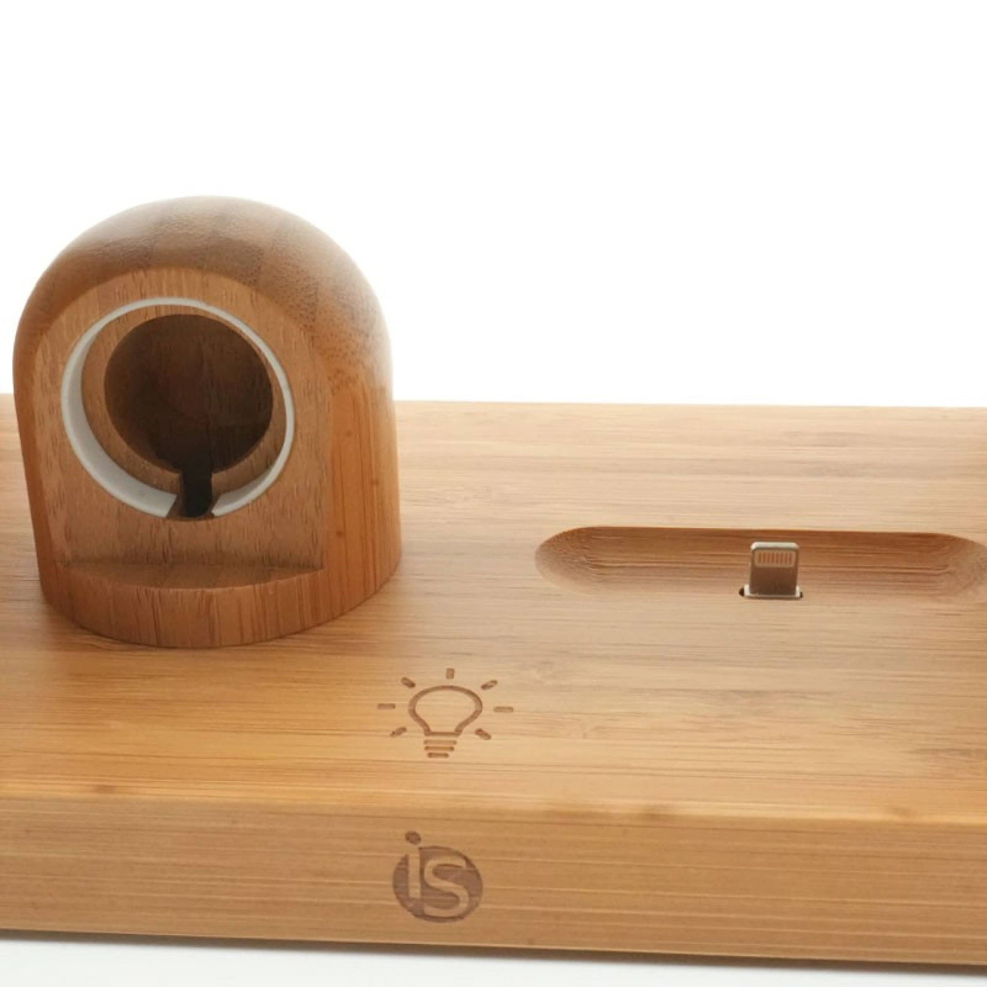 Candeeiro com Carregador Wireless Bamboo 5 em 1