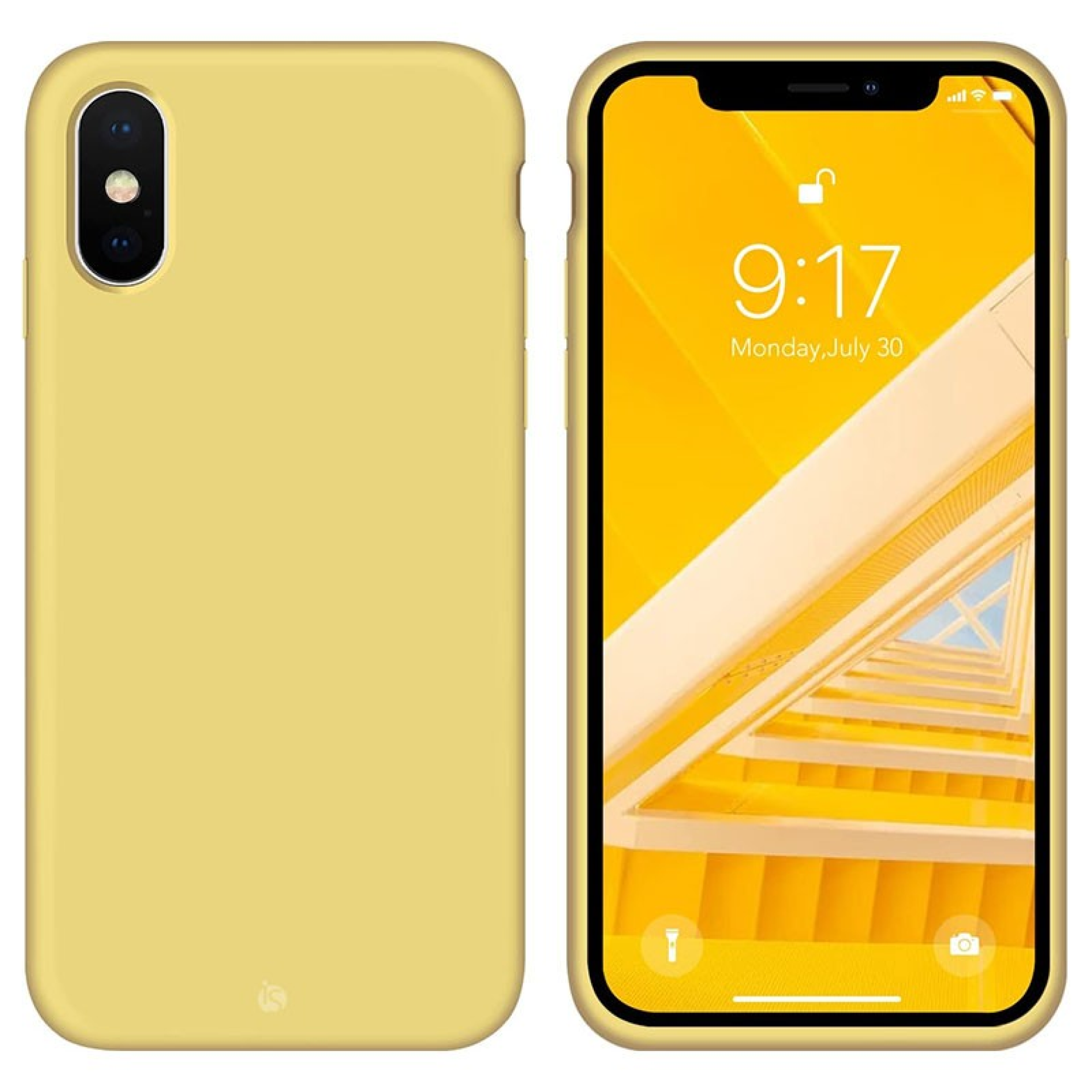 Coque en Silicone Liquide Magsafe pour iPhone XS Jaune