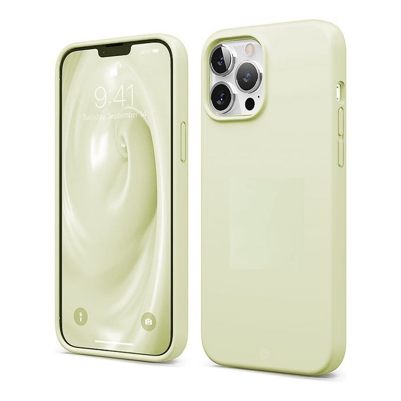 Coque en Silicone Liquide Magsafe pour iPhone 13 Pro Max Vert Clair