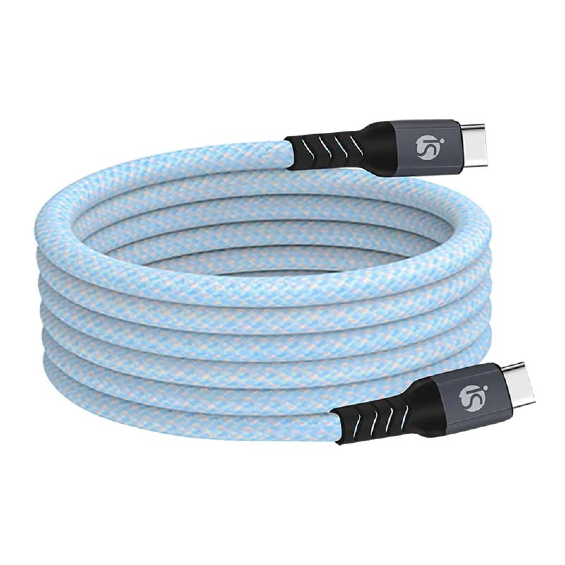Cabo Magnético USB-C - USB-C Nylon Azul Claro
