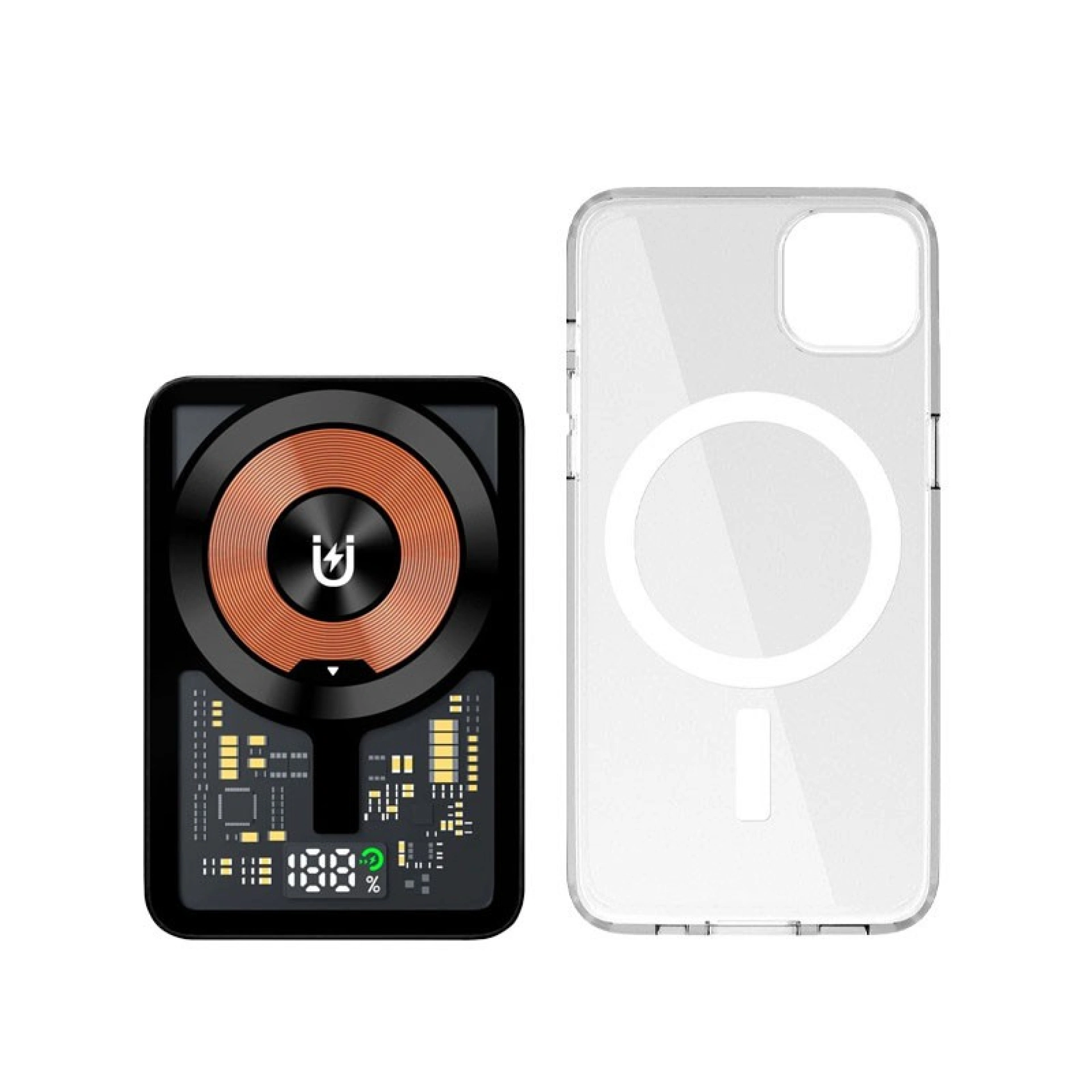 Powerbank + Capa MagSafe para iPhone 12 Mini Transparente