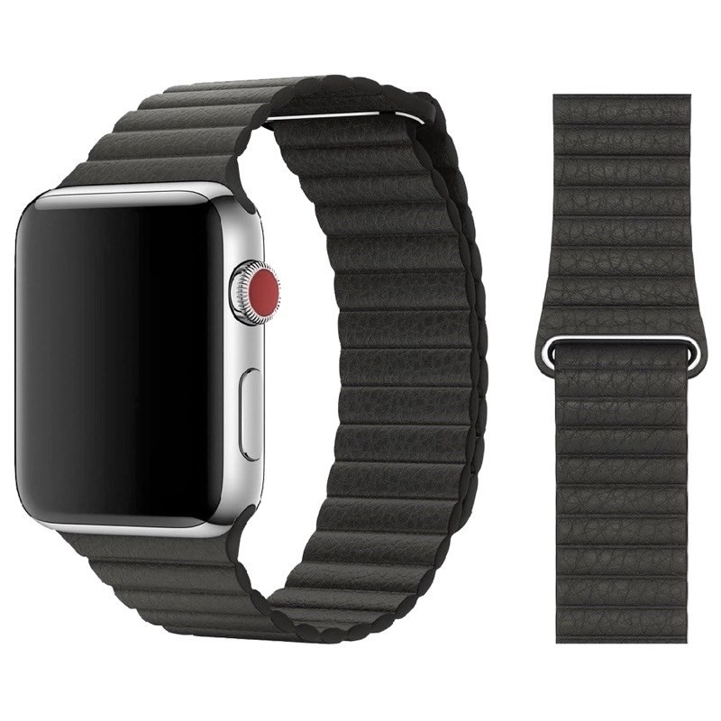 Apple Watch Armband van Kunstleer 42/44/45 mm Zwart