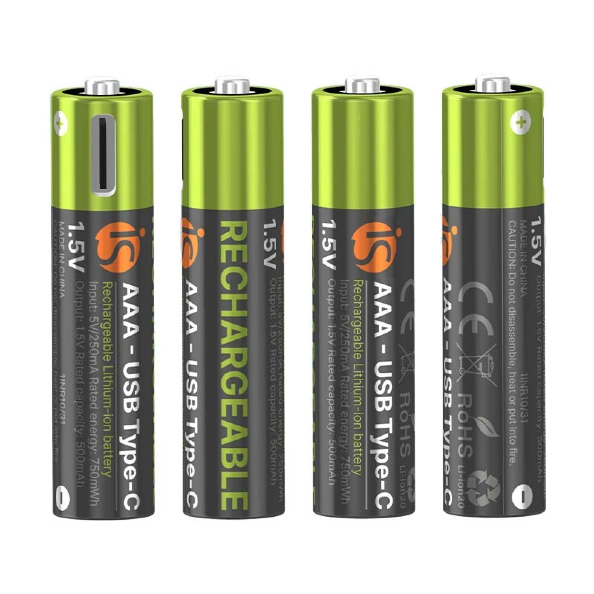 Pilhas Recarregáveis com USB-C