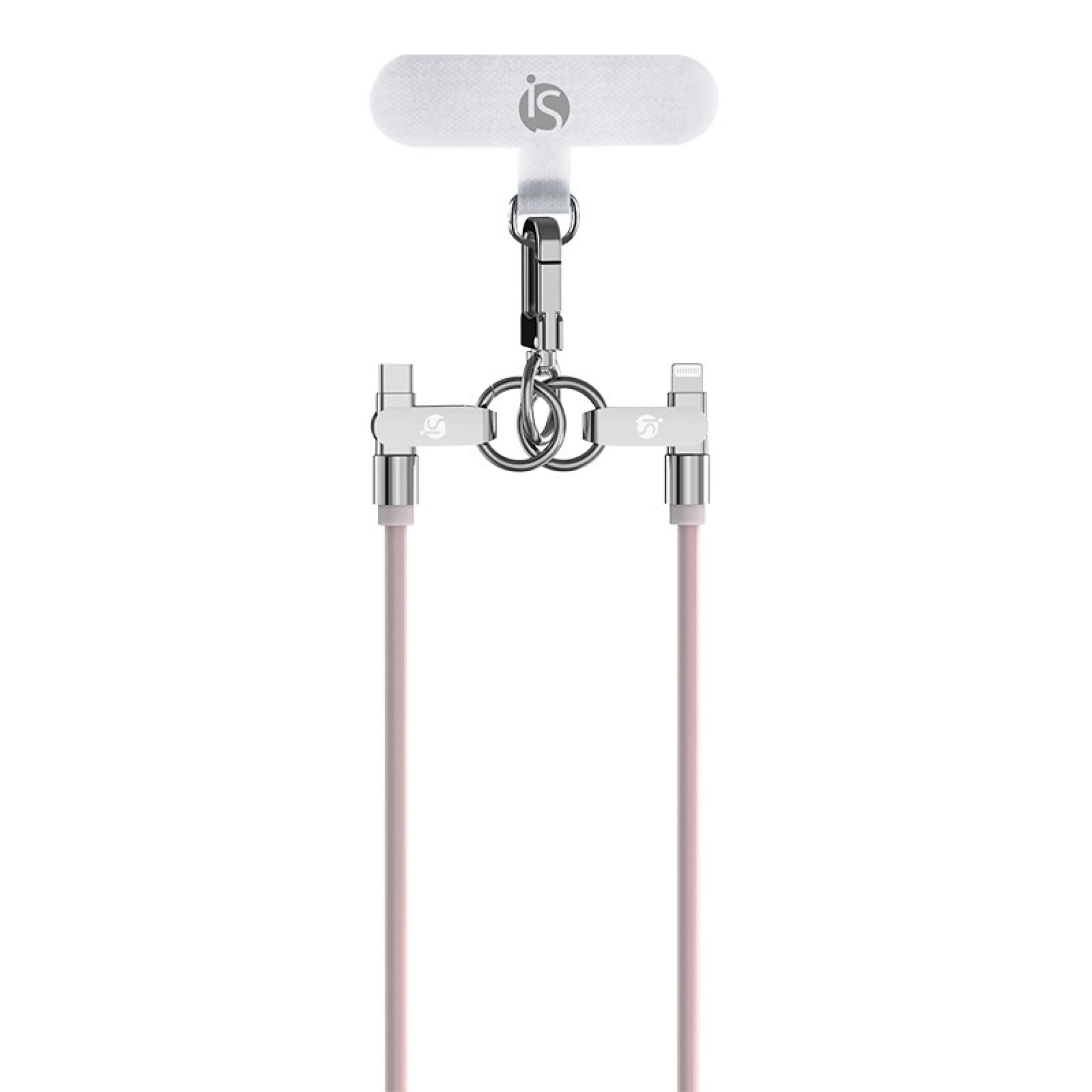 Cordão de Silicone com Carregamento USB-C Rose USB C   Lightning