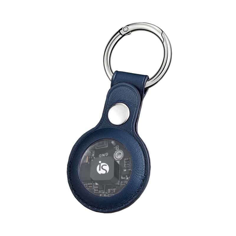 Porta-chaves em Pele AirTag Azul