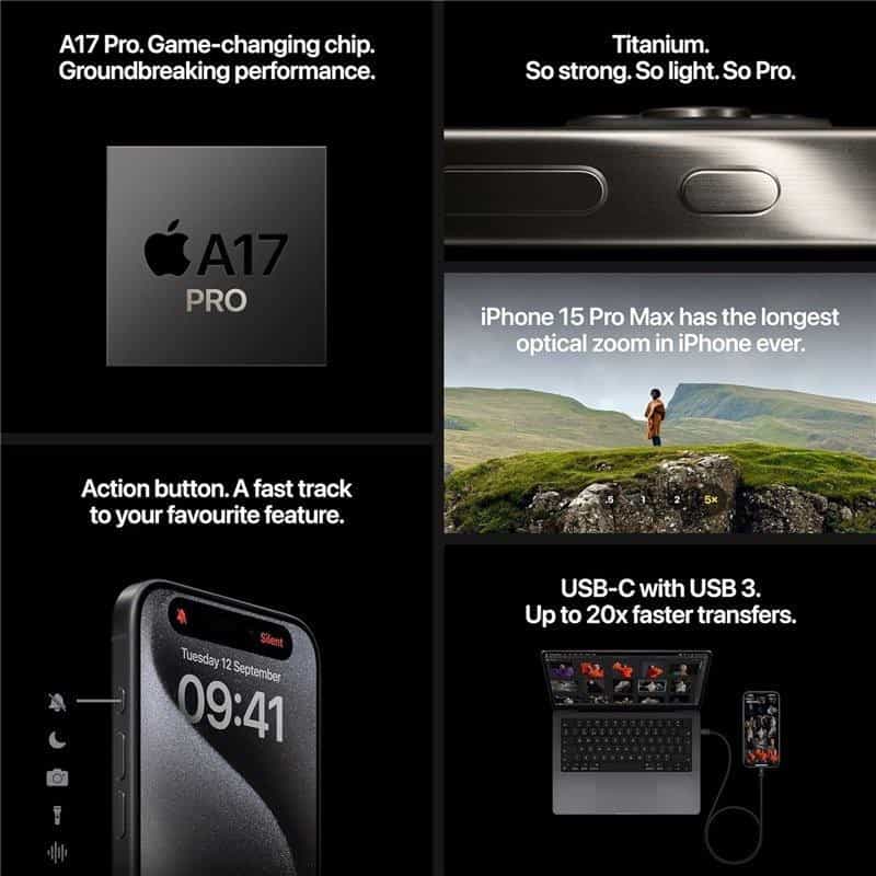 iPhone 15 Pro 128 GB Heel goed Zwart titanium