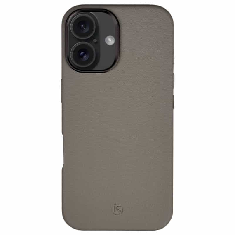 Capa em Pele Magsafe Cinzento iPhone 16 Plus