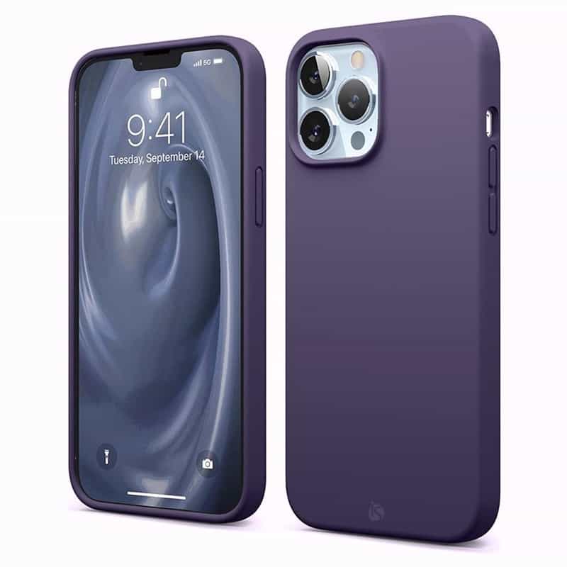 Coque en Silicone Liquide Magsafe pour iPhone 14 Pro Max Violet Foncé