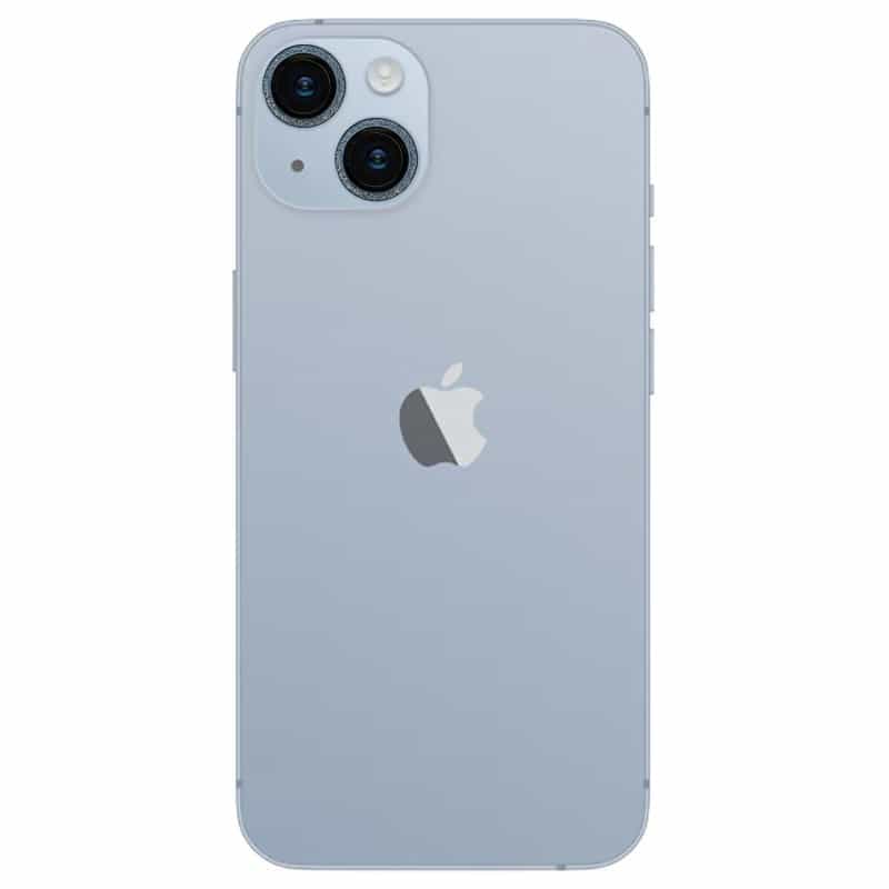 Protection d'appareil photo iPhone 14 Paillettes Bleues