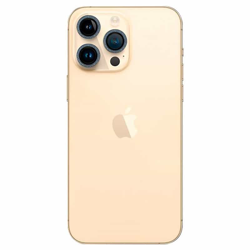 Protection d'appareil photo iPhone 15 Pro Max Paillettes Bleues