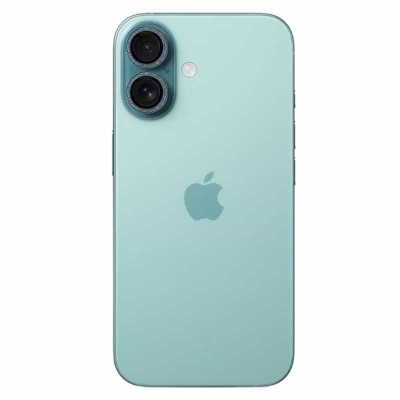 Protector de cámara iPhone 16 Purpurina Azul